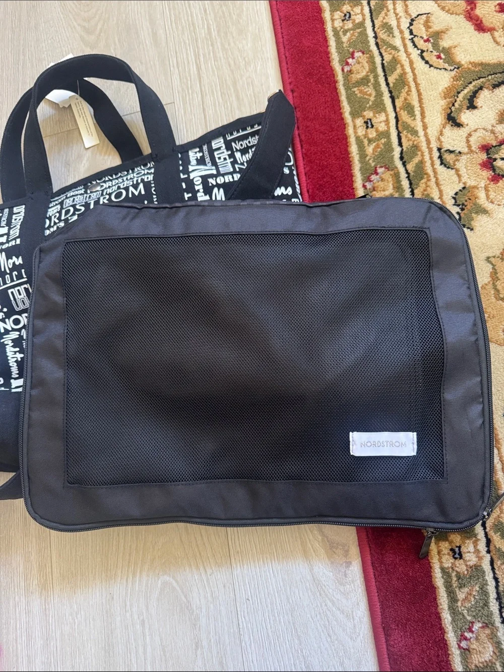 Nordstrom Black and White Logo Canvas Duffel Bag